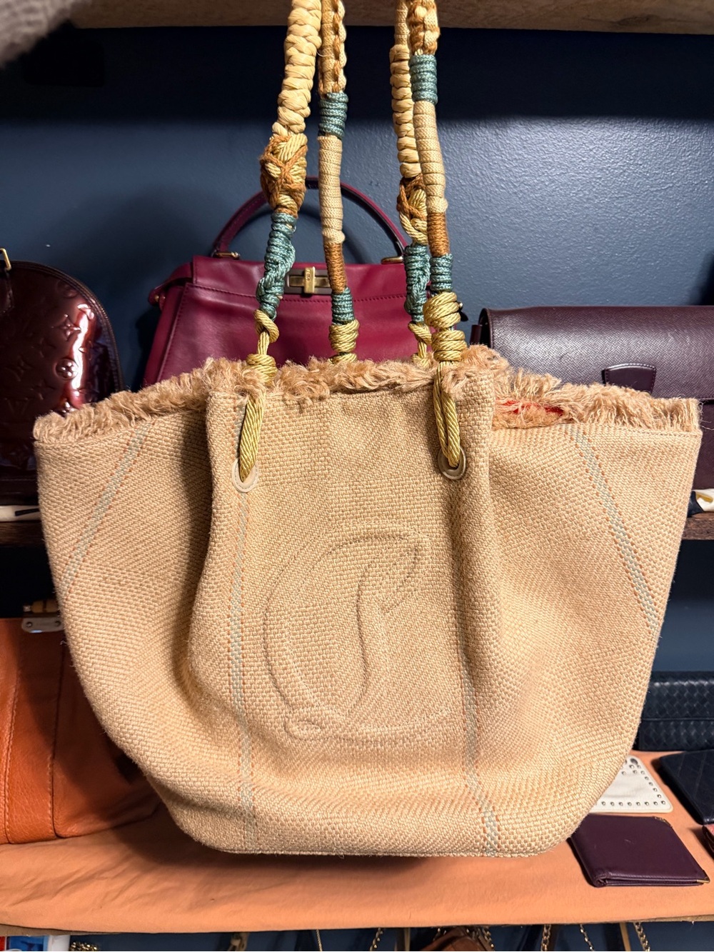 Christian Louboutin By My Side Shopper Woven Tote Bag with Braided Handles